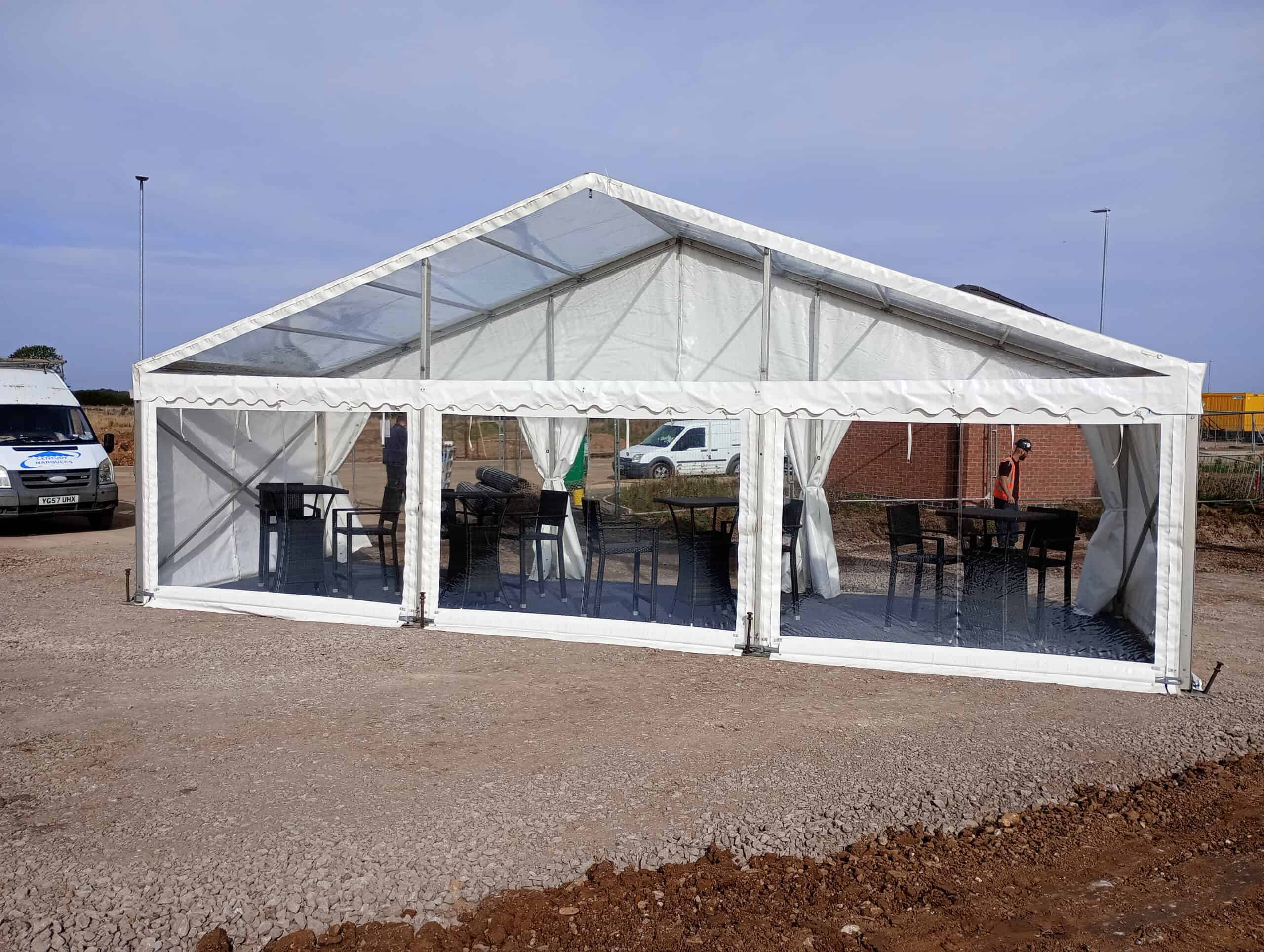 Marquee tent for outdoor events in Leicester, ideal for weddings, parties, and corporate gatherings.